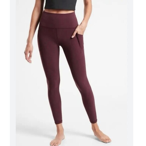 Athleta Salutation Stash Pocket II 7/8 Tight Leggings Burgundy Spiced Cabernet M - Picture 1 of 9